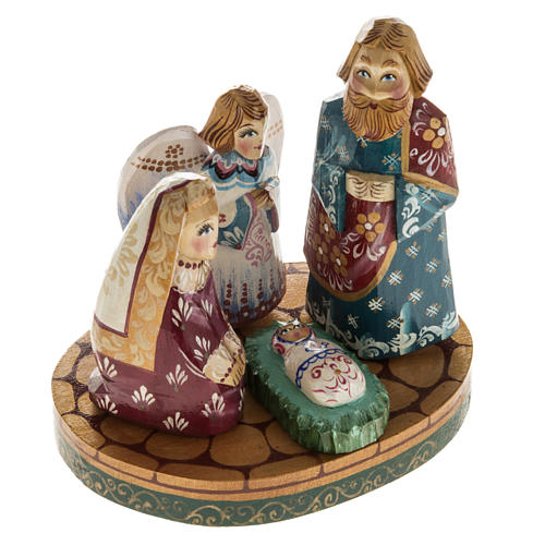 Crèche russe stylisée avec ange bois 2