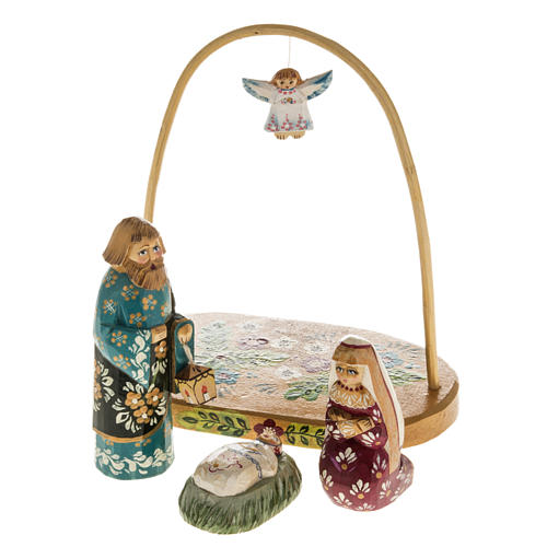 Presepe russo stilizzato legno abete con archetto 4