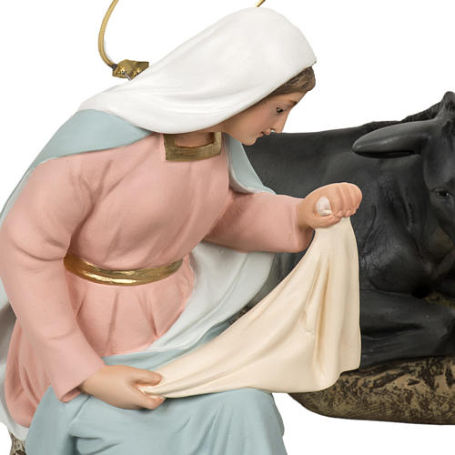 Nativity with donkey and ox in wood pulp, 40cm 2