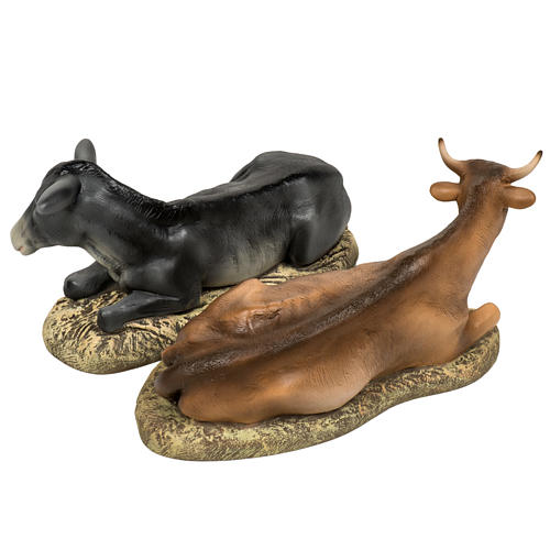 Nativity with donkey and ox in wood pulp, 40cm 10