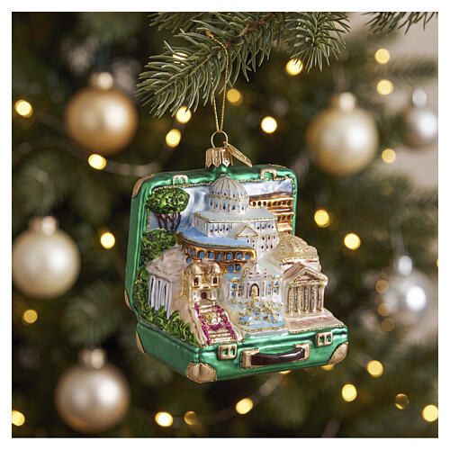 Rome Wonders Suitcase Christmas tree decoration in blown glass 2