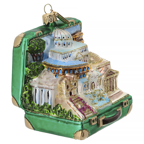 Rome Wonders Suitcase Christmas tree decoration in blown glass 3