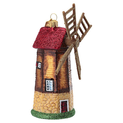 Blown glass Christmas ornament, windmill 3