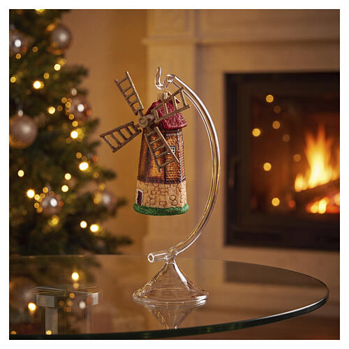 Blown glass Christmas ornament, windmill 4