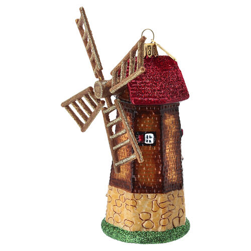 Blown glass Christmas ornament, windmill 5