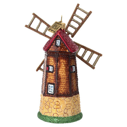 Blown glass Christmas ornament, windmill 6