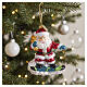 Santa Claus on a Snowboard blown glass Christmas tree ornament s2