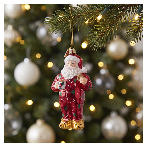 Santa Claus in Pajamas blown-glass Christmas ornament 2