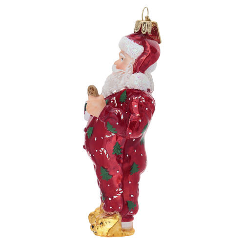 Santa Claus in Pajamas blown-glass Christmas ornament 5
