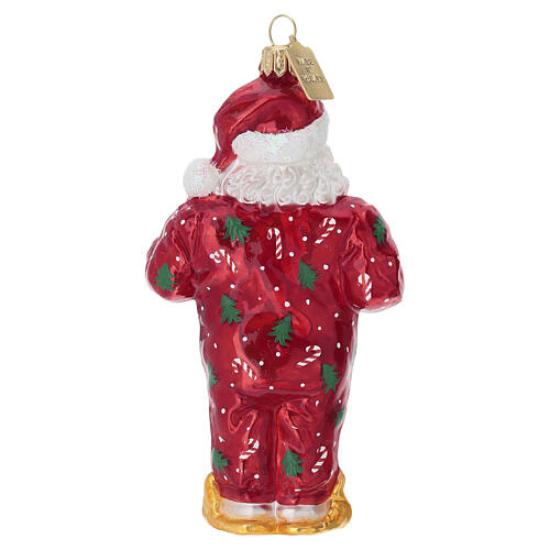 Santa Claus in Pajamas blown-glass Christmas ornament 6