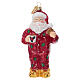 Santa Claus in Pajamas blown-glass Christmas ornament s1