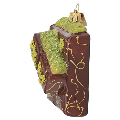 Dubai Chocolate Bar blown glass Christmas ornament 3