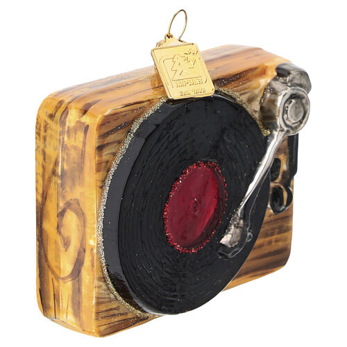Gramofon retro - bombka ze szkła dmuchanego na choinkę 5