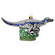 Blown glass Christmas ornament, Velociraptor Blue Streak s1