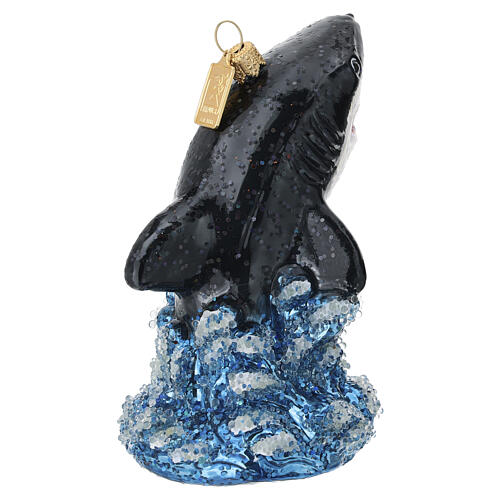 Leaping shark, blown glass Christmas tree ornament 6