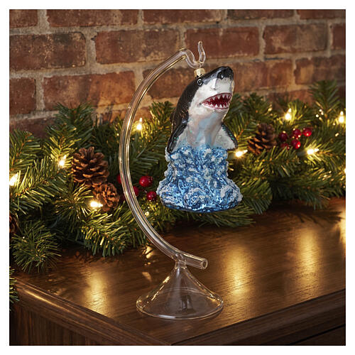 Jumping Shark blown glass Christmas ornament 4