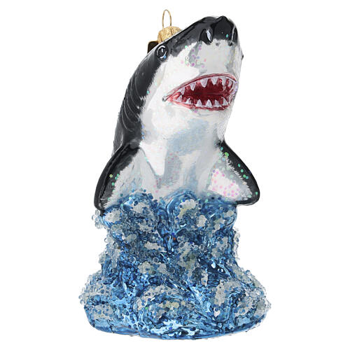 Jumping Shark blown glass Christmas ornament 5