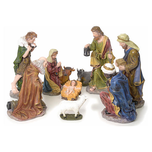 Nativity scene in resin model "soft Color", 10 figurines, 50cm 1