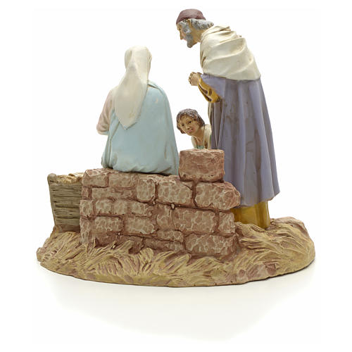 Natividad con pastor sobre base resina pintada 16cm 3