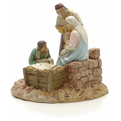 Nativity with shepherd on base, painted resin 16 cm STOCK 2