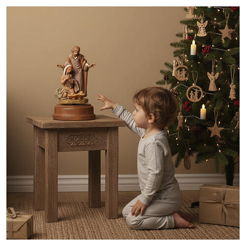 Geburt auf Holzbasis 18cm mit Glockenspiel, Fontanini 2
