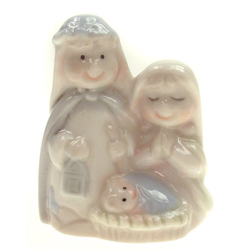Nativity scene in ceramic, 6cm, shiny finish 1
