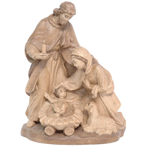 Holy Family with sheep in Valgardena wood, multi-patinated 1