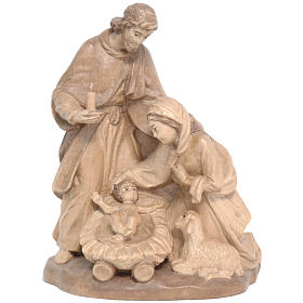 Holy Family with sheep in Valgardena wood, multi-patinated