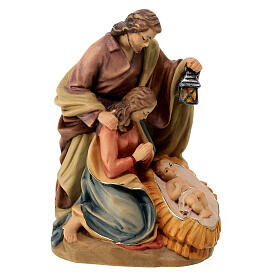 Holy Family group statue in painted Valgardena wood