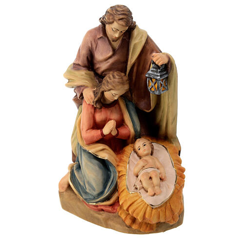 Holy Family group statue in painted Valgardena wood 3
