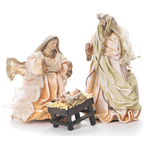 Nativity in fabric and resin 25.5cm, antique finish 1
