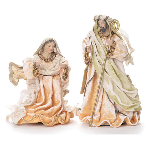 Nativity in fabric and resin 25.5cm, antique finish 2