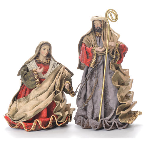 Nativity in fabric and resin measuring 25.5cm, antique finish 2