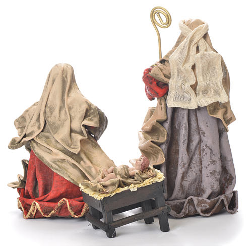 Nativity in fabric and resin measuring 25.5cm, antique finish 3