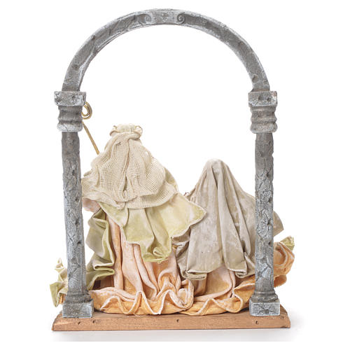 Nativity figurine with arch in fabric and resin, cream gold 41cm 3