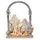 Nativity figurine with arch in fabric and resin, cream gold 41cm s3