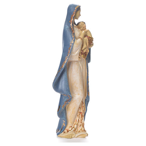María con Niño Jesús, 35.5cm de resina azul y plata 2