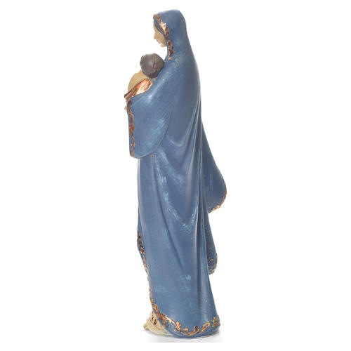 María con Niño Jesús, 35.5cm de resina azul y plata 3