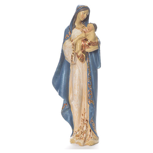Vierge avec Enfant Jésus 35,5 cm résine bleu argent 1