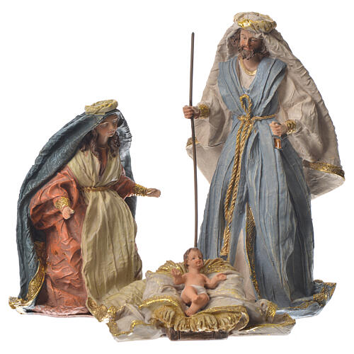 Holy Family figurines 19 cm, multicolored clothes and resin 1