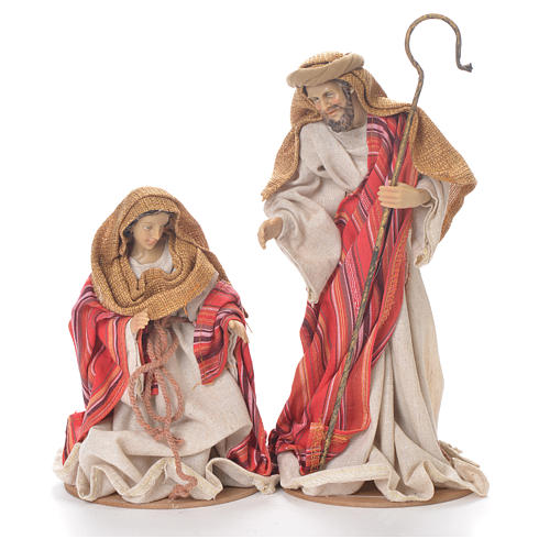 Nativity in fabric and resin measuring 26cm, red beige finish 2