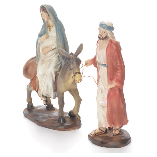 Joseph et Marie enceinte sur âne 26 cm résine 2