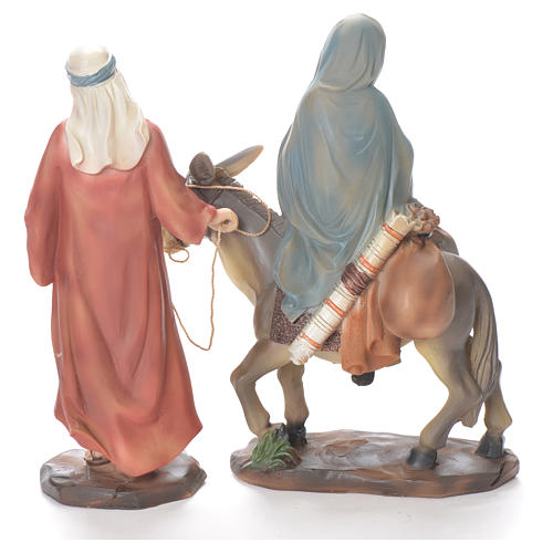 Joseph et Marie enceinte sur âne 26 cm résine 4