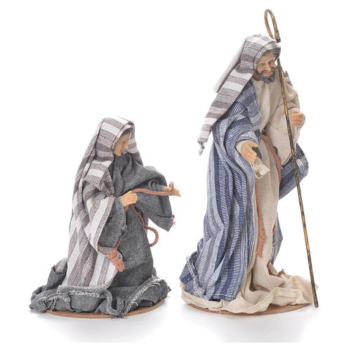 Nativity in fabric and resin measuring 26cm, grey beige finish 2
