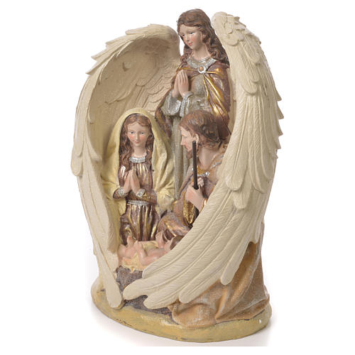 Holy Family with Angel in resin, 31cm Multigold 2