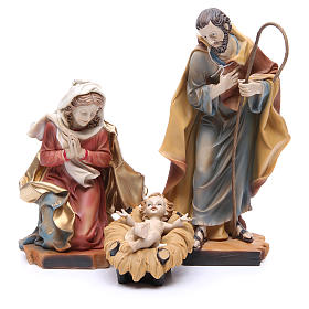 Nativity scene with ox and donkey, 30cm in resin