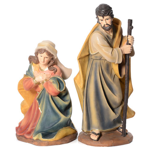 Nativity in resin with 3 figurines measuring 1 meter 2