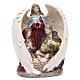 Holy family with angel measuring 31cm, in resin with natural finish s1