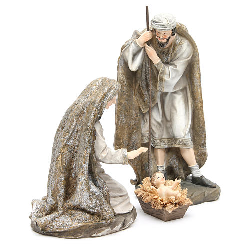 Nativity measuring 31.5cm, 3 figurines in resin with Cream Gold finish 3