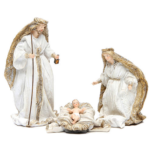 Nativity measuring 19cm, 3 figurines in resin with Cream Gold finish